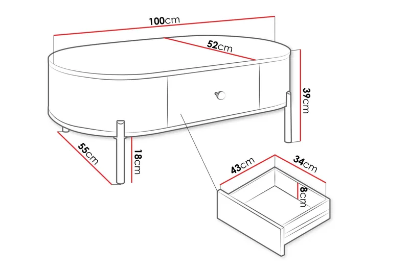 Maggio Sofabord 100x55 cm - Hvit - Møbler - Bord - Sofabord & salongbord