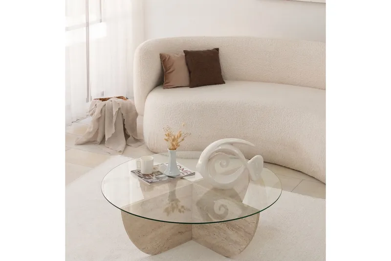 Makhan Sofabord 90 cm - Beige - Møbler - Bord - Sofabord & salongbord