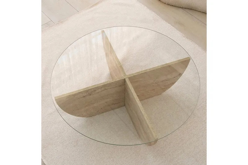 Makhan Sofabord 90 cm - Beige - Møbler - Bord - Sofabord & salongbord