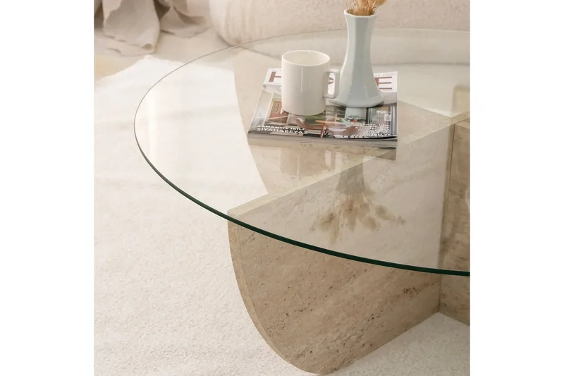 Makhan Sofabord 90 cm - Beige - Møbler - Bord - Sofabord & salongbord