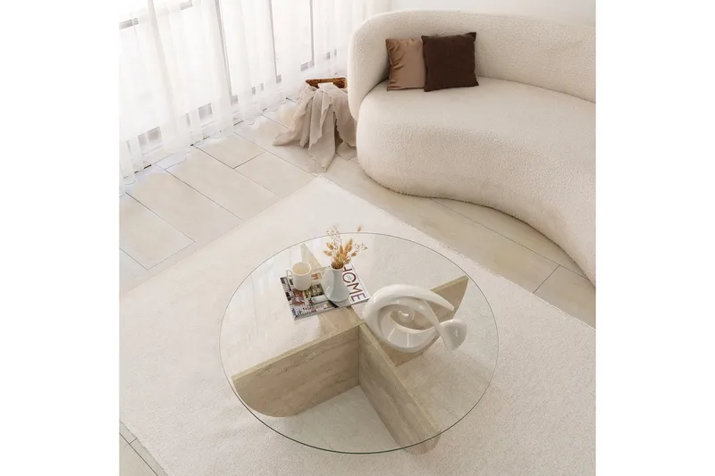 Makhan Sofabord 90 cm - Beige - Møbler - Bord - Sofabord & salongbord