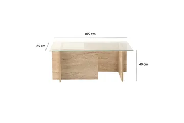Malpani 105 cm Rektangulært Sofabord i Stein og Glass - Klar - Møbler - Bord - Sofabord & salongbord