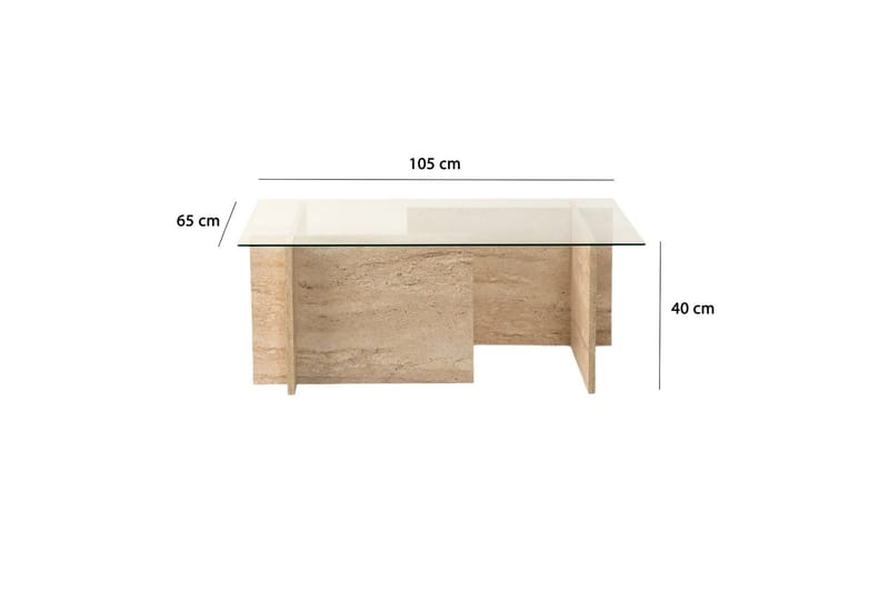 Malpani 105 cm Rektangulært Sofabord i Stein og Glass - Klar - Møbler - Bord - Sofabord & salongbord