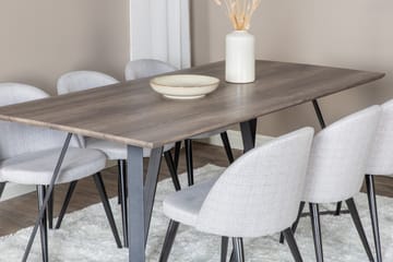 Malvina Matgruppe 180 cm Rektangulær med 6 Sedavi Stoler - Svart - Møbler - Bord - Spisegruppe