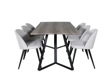 Malvina Matgruppe 180 cm Rektangulær med 6 Sedavi Stoler - Svart - Møbler - Bord - Spisegruppe