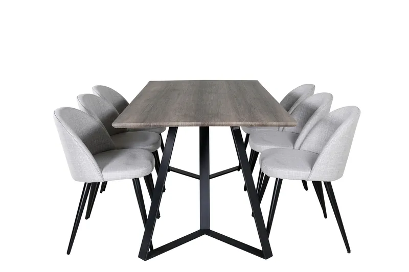 Malvina Matgruppe 180 cm Rektangulær med 6 Sedavi Stoler, Svart