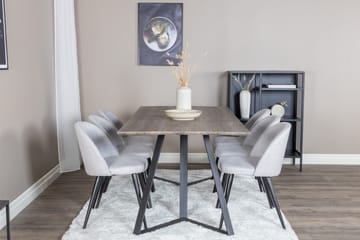 Malvina Matgruppe 180 cm Rektangulær med 6 Sedavi Stoler - Svart - Møbler - Bord - Spisegruppe