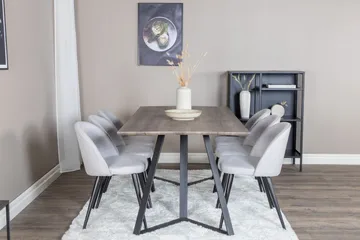 Malvina Matgruppe 180 cm Rektangulær med 6 Sedavi Stoler - Svart - Møbler - Bord - Spisegruppe