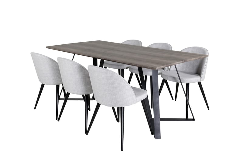 Malvina Matgruppe 180 cm Rektangulær med 6 Sedavi Stoler - Svart - Møbler - Bord - Spisegruppe