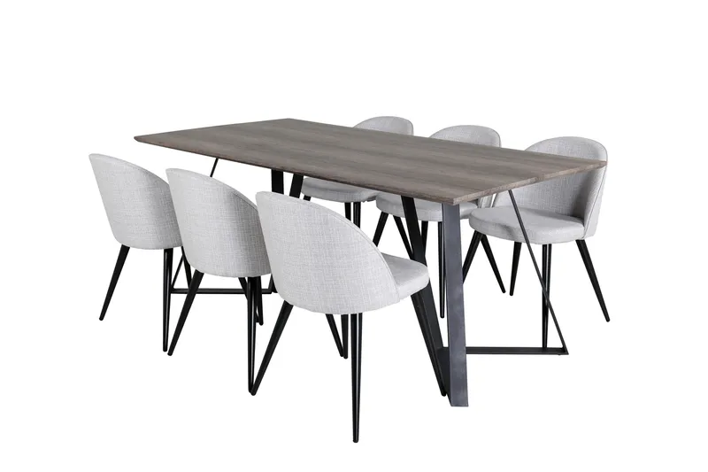 Malvina Matgruppe 180 cm Rektangulær med 6 Sedavi Stoler - Svart - Møbler - Bord - Spisegruppe