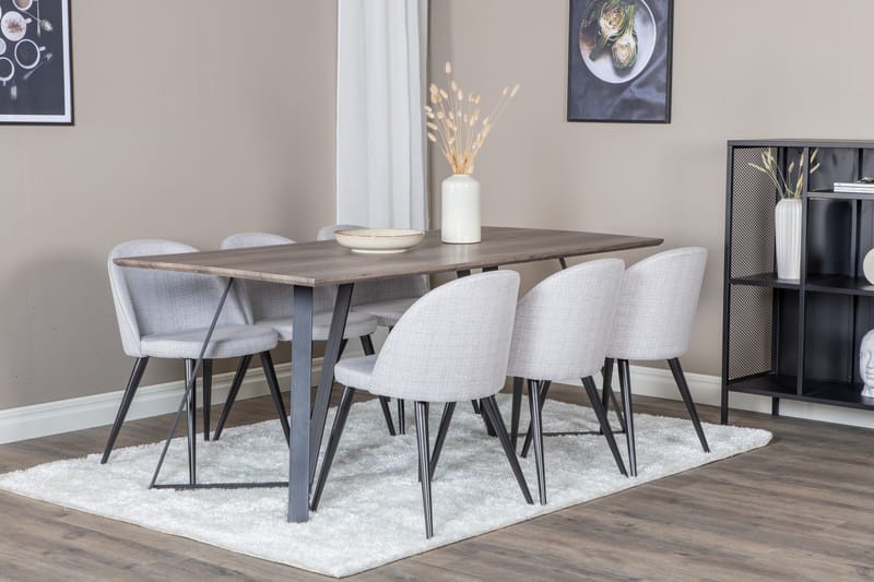 Malvina Matgruppe 180 cm Rektangulær med 6 Sedavi Stoler - Svart - Møbler - Bord - Spisegruppe