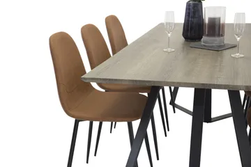 Malvina spisegruppe med 6 Pontus stoler - Grå/Svart/Brun - Møbler - Bord - Spisegruppe