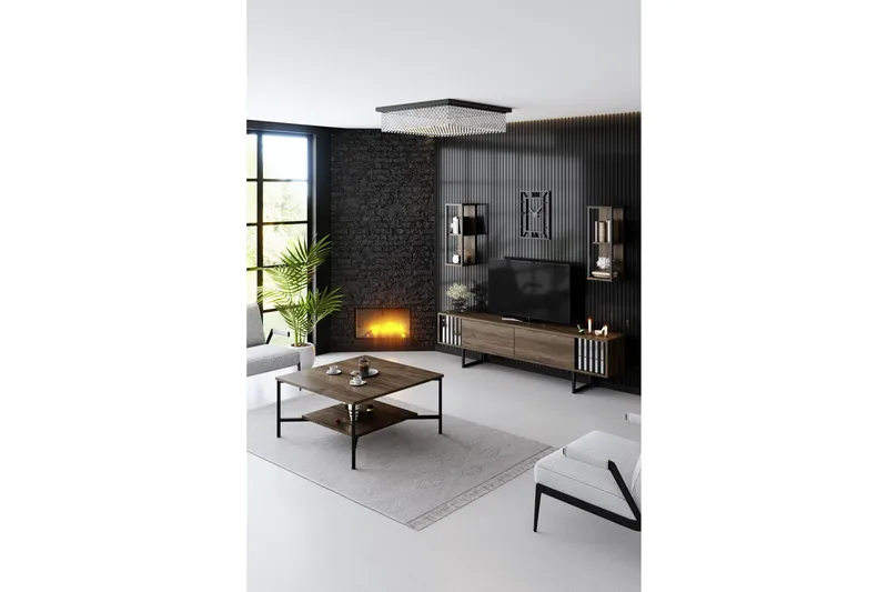 Manchan Sofabord 80 cm - Valnøtt/Svart - Møbler - Bord - Sofabord & salongbord