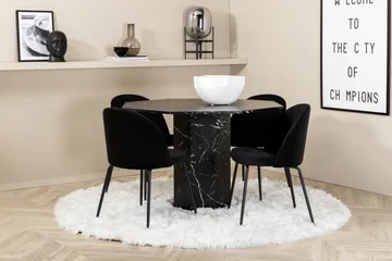 Marbs rund spisegruppe 110 cm inkl. 4 Foyos stoler - Svart - Møbler - Bord - Spisegruppe