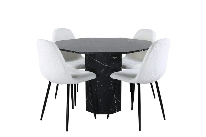 Marbs rundt spisebord 110 cm med 4 Polar spisestoler - Møbler - Bord - Spisegruppe