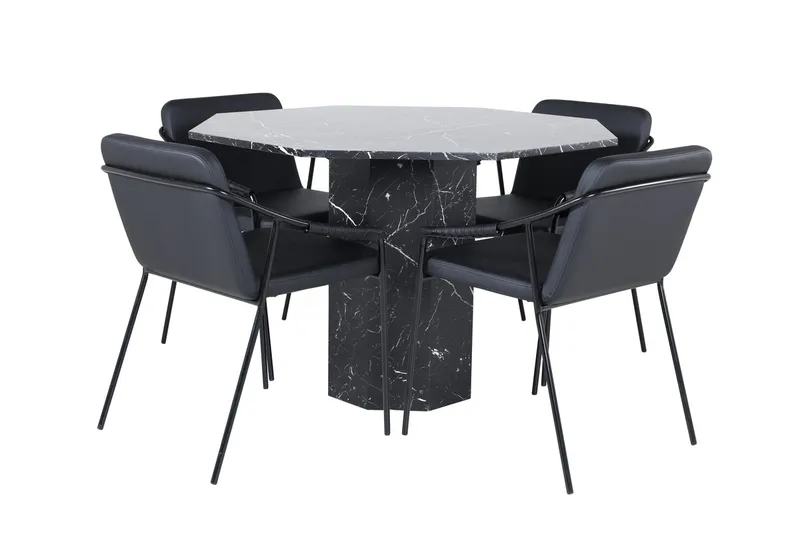 Marbs Spisebord 110 cm Rundt med 4 Tvista Barstoler