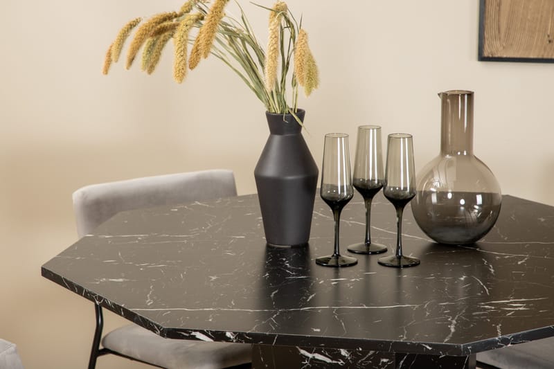 Marbs Spisegruppe 110 cm Rund med 4 Kenth-stoler - Svart - Møbler - Bord - Spisegruppe