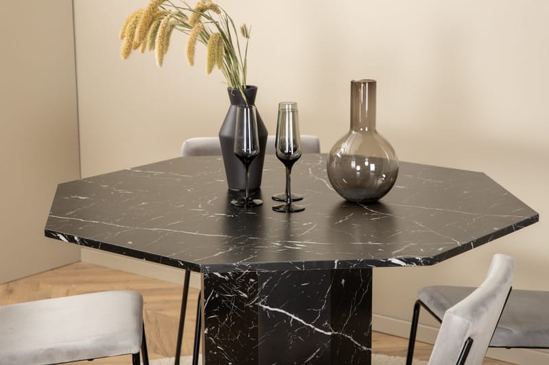 Marbs Spisegruppe 110 cm Rund med 4 Kenth-stoler - Svart - Møbler - Bord - Spisegruppe