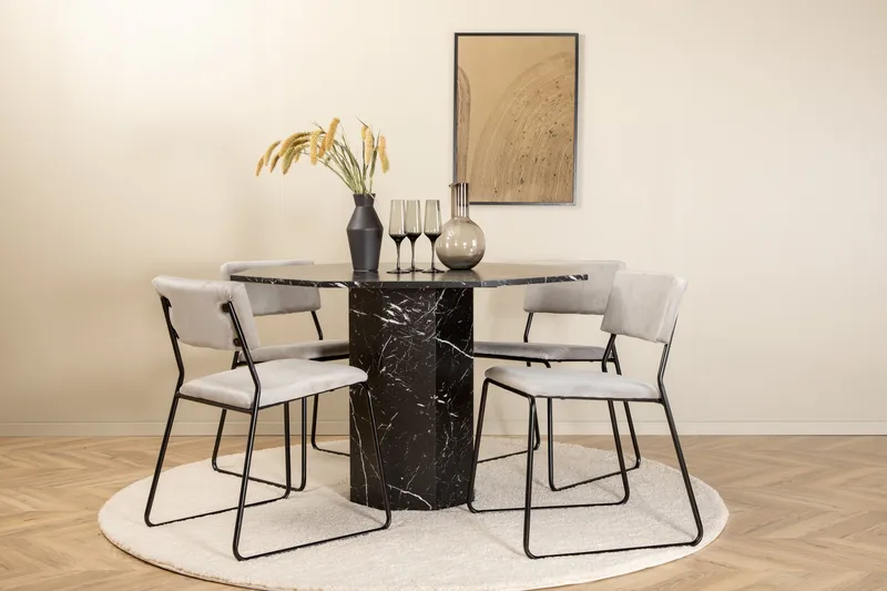 Marbs Spisegruppe 110 cm Rund med 4 Kenth-stoler, Svart