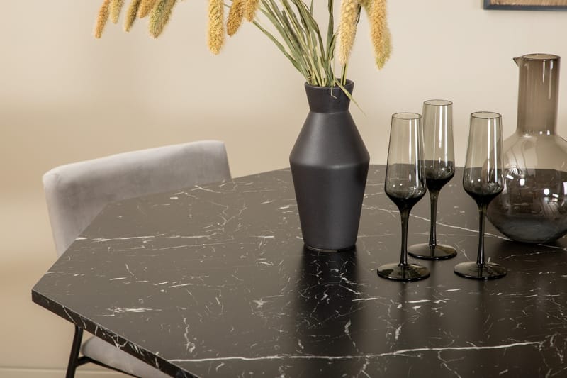 Marbs Spisegruppe 110 cm Rund med 4 Kenth-stoler - Svart - Møbler - Bord - Spisegruppe