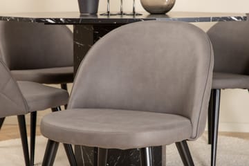 Marbs Spisegruppe 110 cm Rund med 4 Velvet Stoler - Grå - Møbler - Bord - Spisegruppe