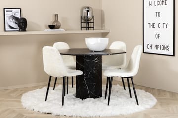 Marbs Spisegruppe 110 cm Rund med 4 Polar Stoler - Sort - Møbler - Bord - Spisegruppe