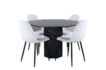 Marbs Spisegruppe 110 cm Rund med 4 Polar Stoler - Sort - Møbler - Bord - Spisegruppe