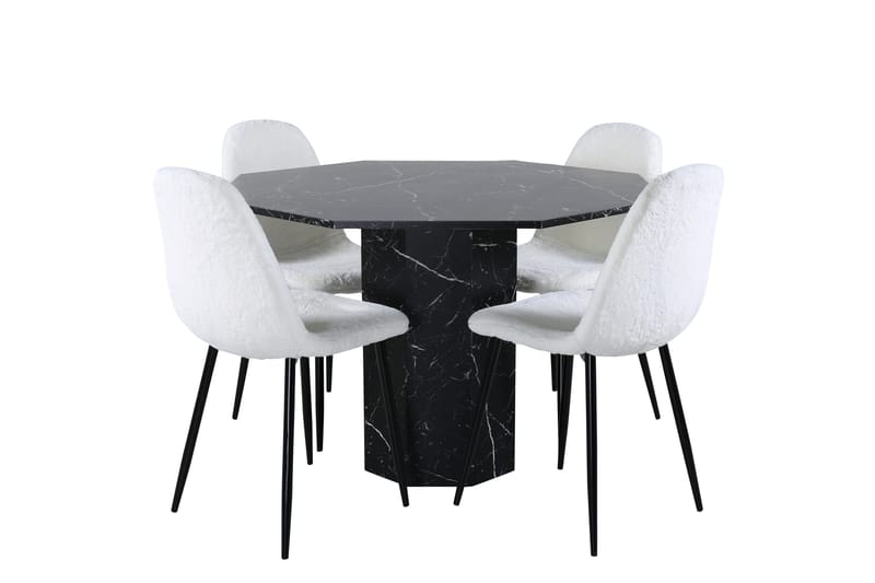 Marbs Spisegruppe 110 cm Rund med 4 Polar Stoler, Sort