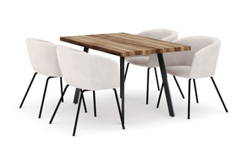 Marcelen Uttrekkbart Spisebord med 4 Berit Stoler - Brun - Møbler - Bord - Spisegruppe