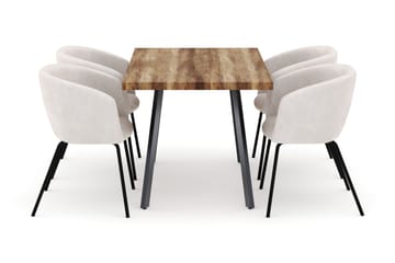 Marcelen Uttrekkbart Spisebord med 4 Berit Stoler - Brun - Møbler - Bord - Spisegruppe