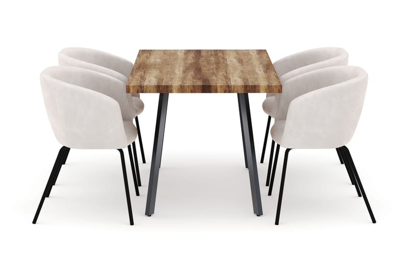 Marcelen Uttrekkbart Spisebord med 4 Berit Stoler - Brun - Møbler - Bord - Spisegruppe
