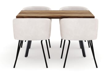 Marcelen Uttrekkbart Spisebord med 4 Berit Stoler - Brun - Møbler - Bord - Spisegruppe