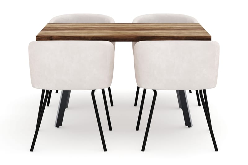 Marcelen Uttrekkbart Spisebord med 4 Berit Stoler - Brun - Møbler - Bord - Spisegruppe