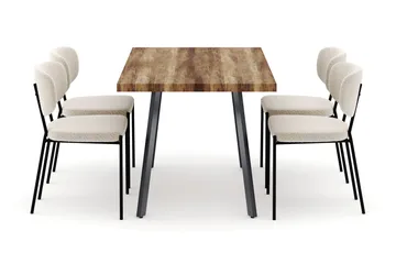 Marcelen Uttrekkbart Spisebord med 4 Gemmiano Stoler - Brun - Møbler - Bord - Spisegruppe