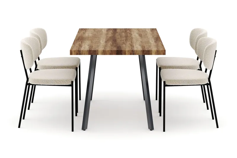 Marcelen Uttrekkbart Spisebord med 4 Gemmiano Stoler - Brun - Møbler - Bord - Spisegruppe