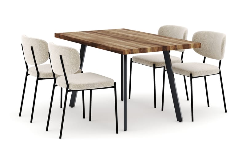 Marcelen Uttrekkbart Spisebord med 4 Gemmiano Stoler, Brun