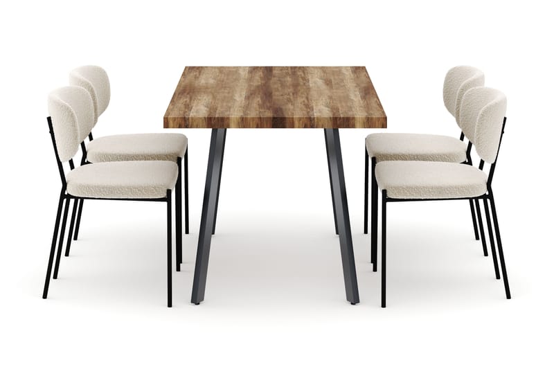Marcelen Uttrekkbart Spisebord med 4 Gemmiano Stoler - Brun - Møbler - Bord - Spisegruppe