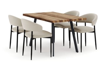 Marcelen Uttrekkbart Spisebord med 4 Sawako Stoler - Brun - Møbler - Bord - Spisegruppe