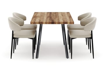 Marcelen Uttrekkbart Spisebord med 4 Sawako Stoler - Brun - Møbler - Bord - Spisegruppe