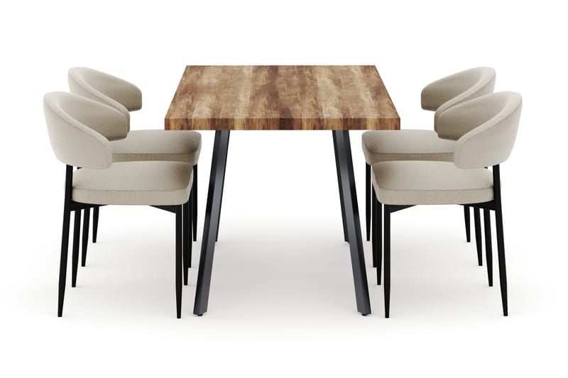 Marcelen Uttrekkbart Spisebord med 4 Sawako Stoler - Brun - Møbler - Bord - Spisegruppe
