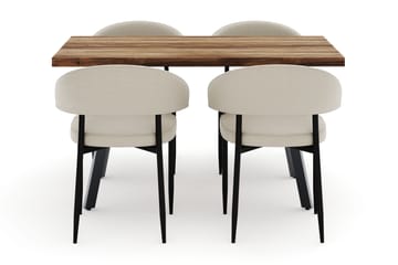 Marcelen Uttrekkbart Spisebord med 4 Sawako Stoler - Brun - Møbler - Bord - Spisegruppe