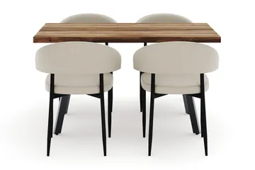 Marcelen Uttrekkbart Spisebord med 4 Sawako Stoler - Brun - Møbler - Bord - Spisegruppe