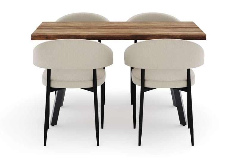 Marcelen Uttrekkbart Spisebord med 4 Sawako Stoler - Brun - Møbler - Bord - Spisegruppe