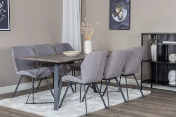 Marina Matgruppe 180 cm Rektangulær med 6 Gemma Stoler - Sort - Møbler - Bord - Spisegruppe