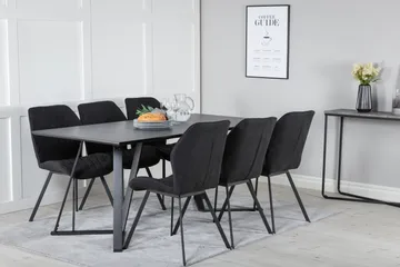 Marina Matgruppe 180 cm Rektangulær med 6 Gemma Stoler - Sort - Møbler - Bord - Spisegruppe