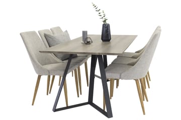Marina Matgruppe 180 cm Rektangulær med 6 Leone Stoler - Sort - Møbler - Bord - Spisegruppe
