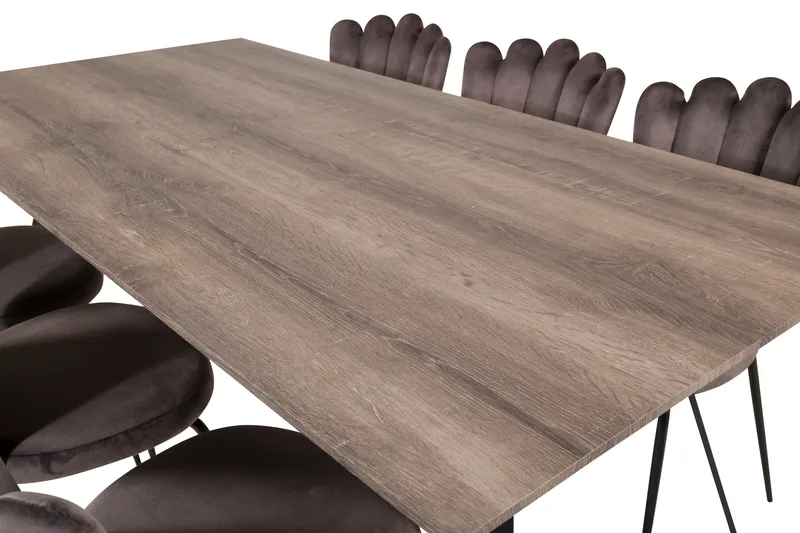 Marina Matgruppe 180 cm Rektangulær med 6 Limhamn Stoler - Sort - Møbler - Bord - Spisegruppe