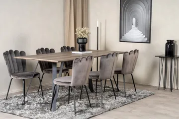 Marina Matgruppe 180 cm Rektangulær med 6 Limhamn Stoler - Sort - Møbler - Bord - Spisegruppe