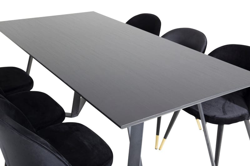 Marina spisebord 180 cm med 6 Valeri spisestoler i fløyel - Møbler - Bord - Spisegruppe