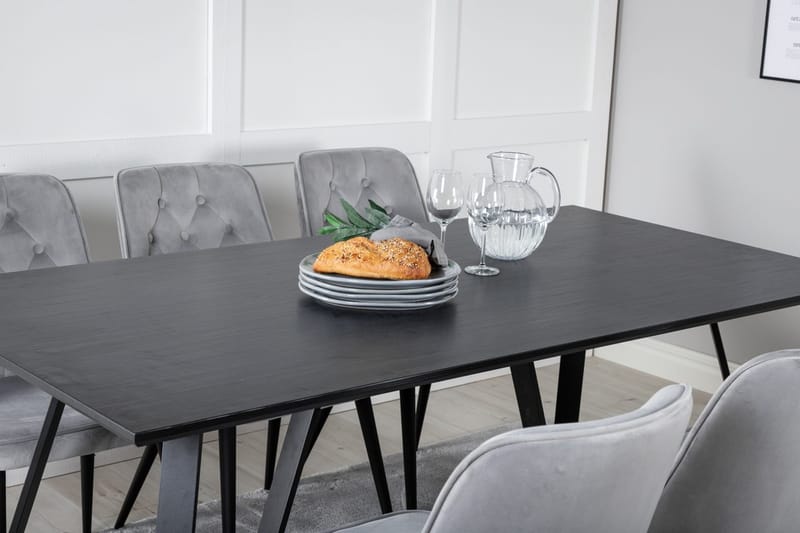 Marina spisebord 180 cm med 6 Velvet Deluxe fløyelsstoler - Møbler - Bord - Spisegruppe